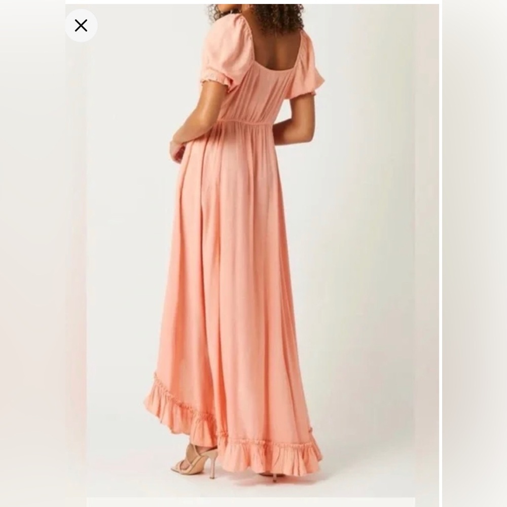 PATRONS OF PEACE Peach Ruffle High-Low Maxi Dress Size L - Picture 4 of 12